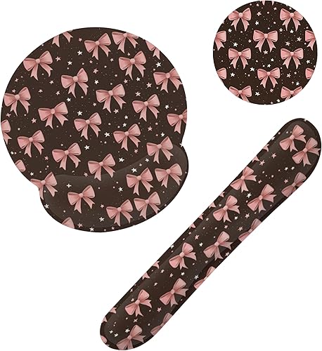 Miniatura 21 de Juego de alfombrilla de mouse retro con diseño de flores y reposamuñecas para teclado y reposamuñecas para teclado, base de goma antideslizante de