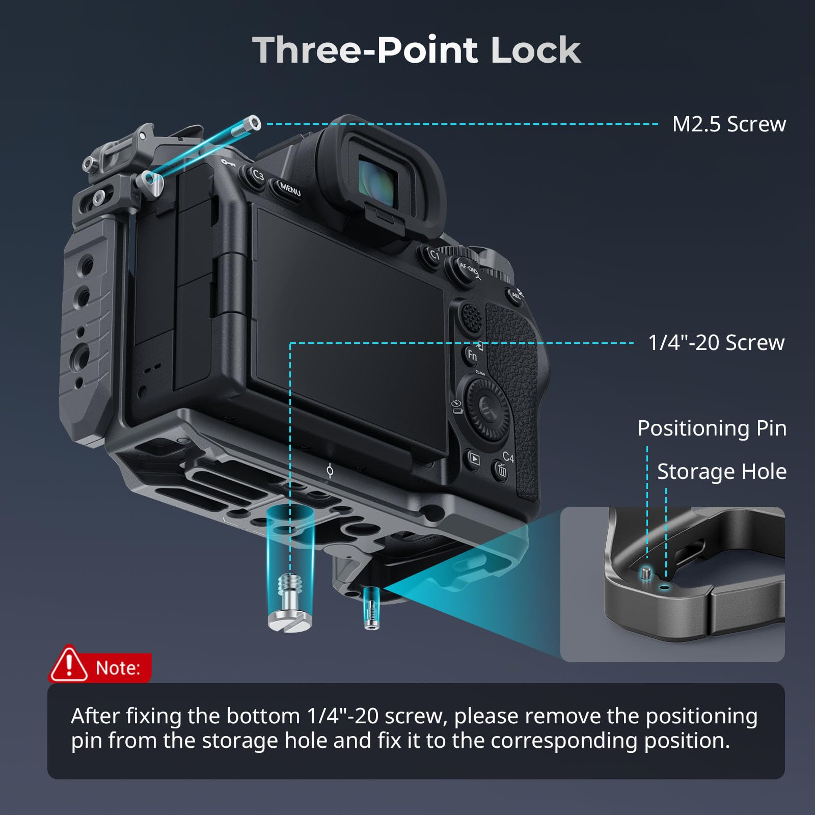 SMALLRIG Quick Release Cage dla Sony A7R V/A7 IV/A7S III/A7R IV/A1, Klatka Kamery z Opatentowaną Stopą Zimnego Buta w Stylu HawkLock/Szyną NATO/Płytką Szybkiego Uwalniania dla Arca - 4481