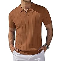 COOFANDY Polo Uomo a Maniche Corte, Polo Maglia d'Estate a Collo a V per Golf
