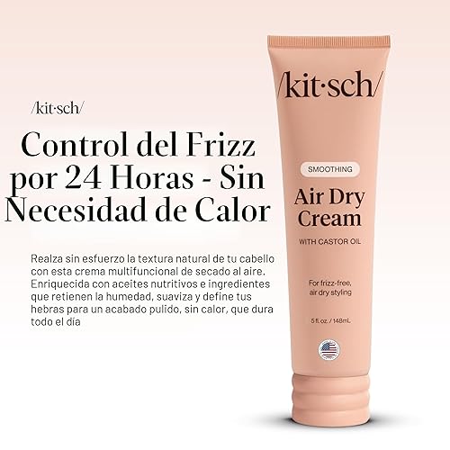 Miniatura 2 de Kitsch Crema suavizante de secado al aire para el cabello, producto para el cuidado del cabello con aceite de ricino y aceite de coco, crema