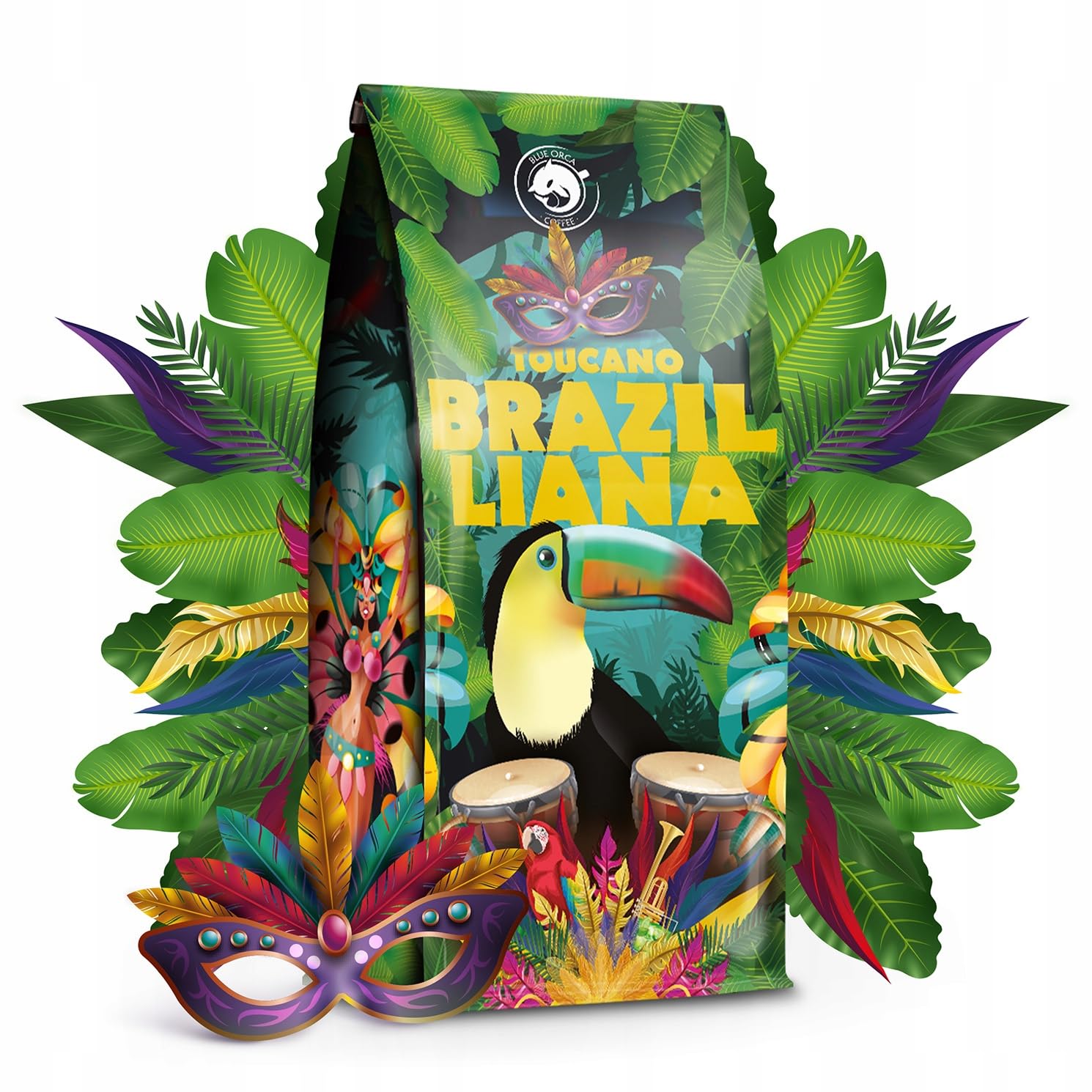 Blue Orca Coffee - BRAZILLIANA TOUCANO - Ganze Kaffeebohnen aus Brasilien - Multi Origin - 100% Arabica, 1 kg