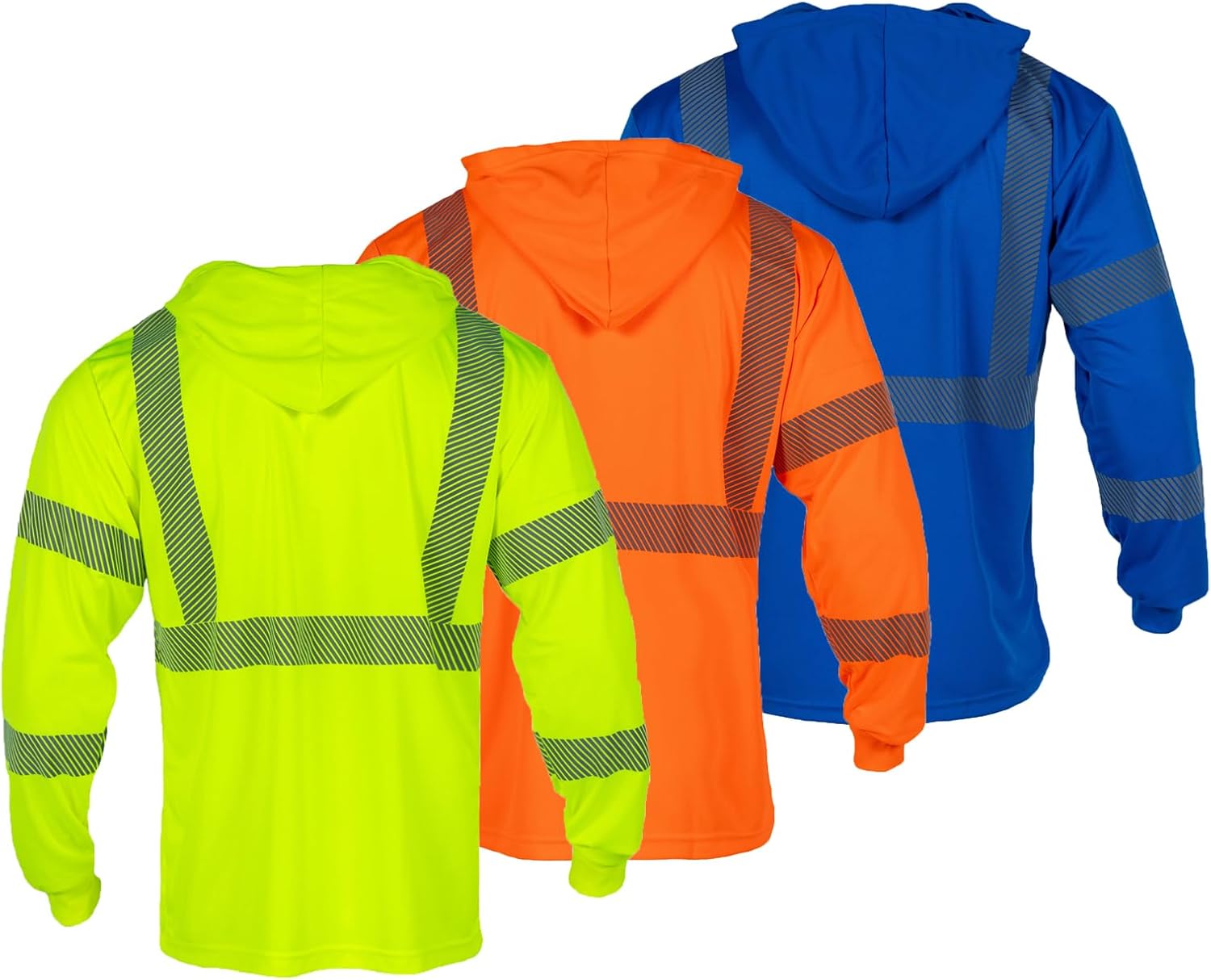 FONIRRA 3PCS Hi Vis Shirts for Men Safety Reflective Long Sleeve with Hood High Visibility Construction Work T-Shirt - Image 2