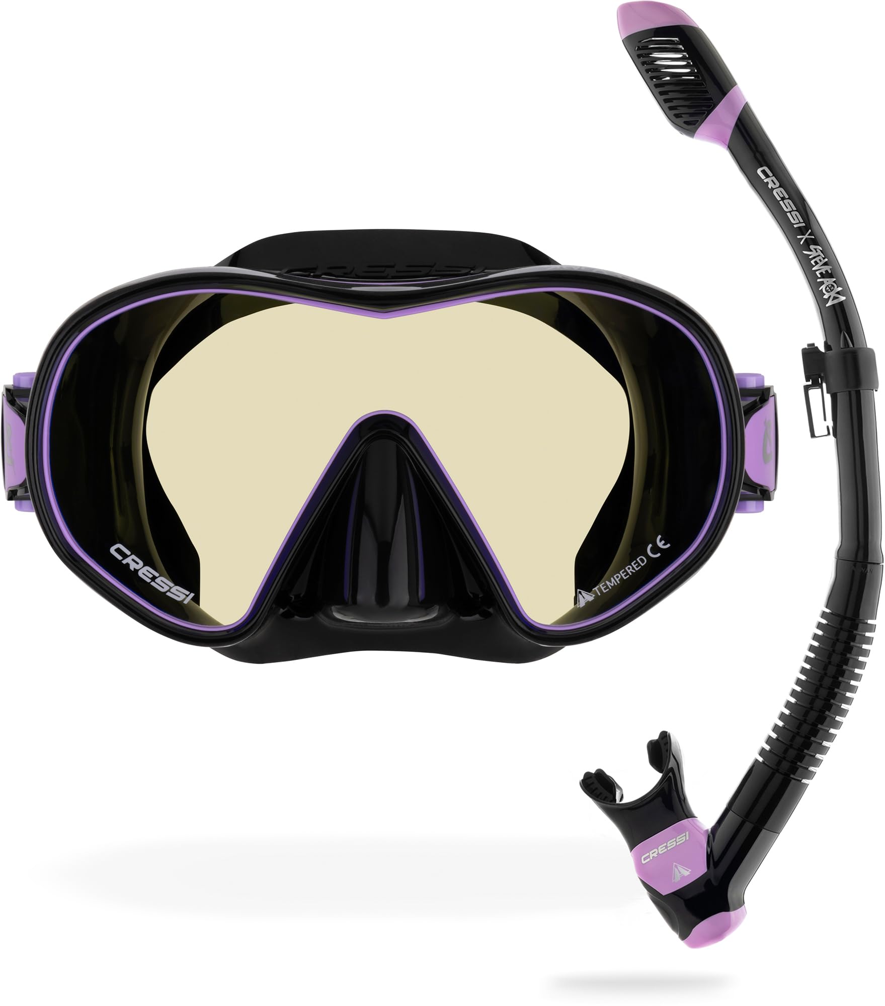 CRESSI Limited Edition HiroQuest Adult Mask & Snorkel Set Made by Cressi x Steve Aoki_Maschera F-Dual+Snorkel Supernova Dry, Taglia Unica, Unisex