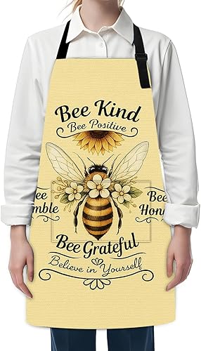 Miniatura 9 de ANNA QUEEN Divertido delantal con bolsillo para mujeres y hombres, cocina ajustable para hornear barbacoa con linda flor de animal