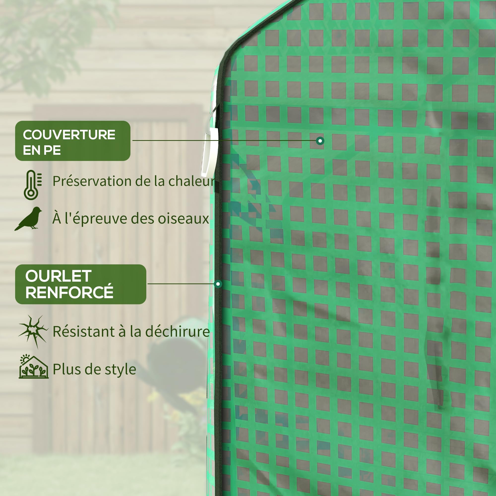 Outsunny 4 X 3 X 2 M Polykastunnel Met Zonneschermnet, Oprolbare Zijwanden, Plastic Afdekking Stalen Frame Groen~1sp530ki9o801