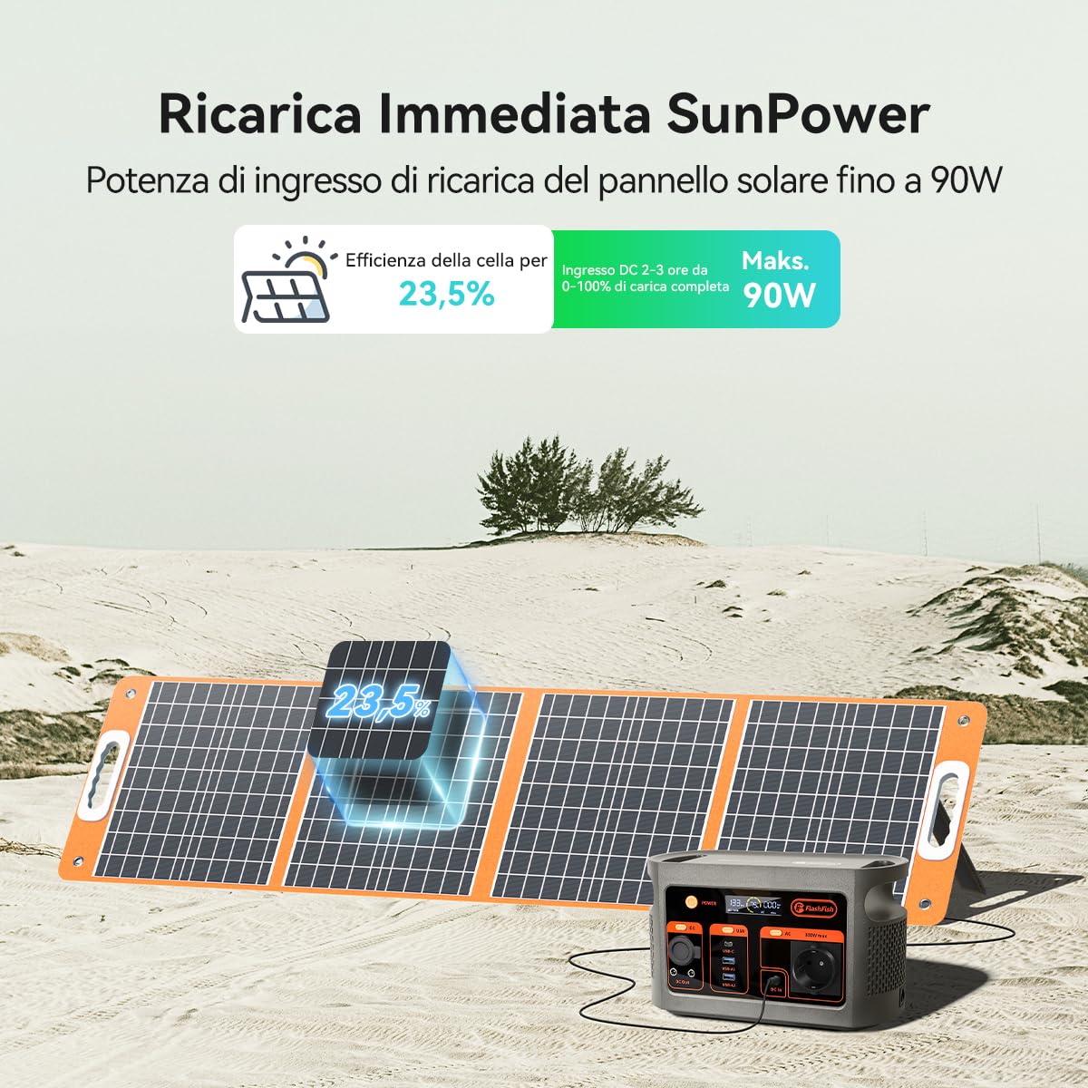 FlashFish E103 Power Station portatile 300 W con batteria LiFePO4 da 179,2 Wh (3000 cicli), ricarica rapida 0-80% in 1 ora e 230 V AC, generatore solare multifunzione per campeggio, esterni, viaggi