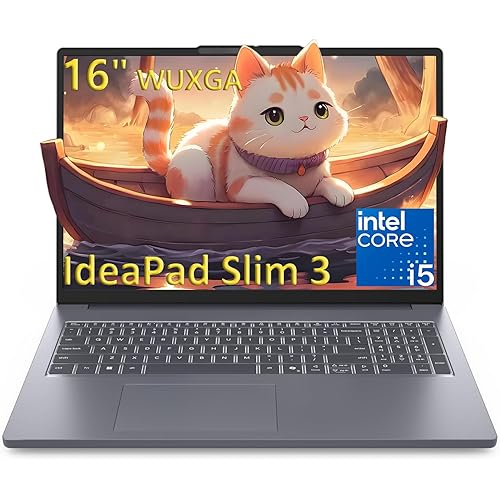 Lenovo Laptop Computer IdeaPad Slim 3 for Student Home Study with Lifetime Office 365, Intel 8-Core i5-13420H, 16GB DDR5 RAM, 256GB PCIe SSD with 500GB HDD, 16" FHD+, Ash Gray, Windows 11 Home