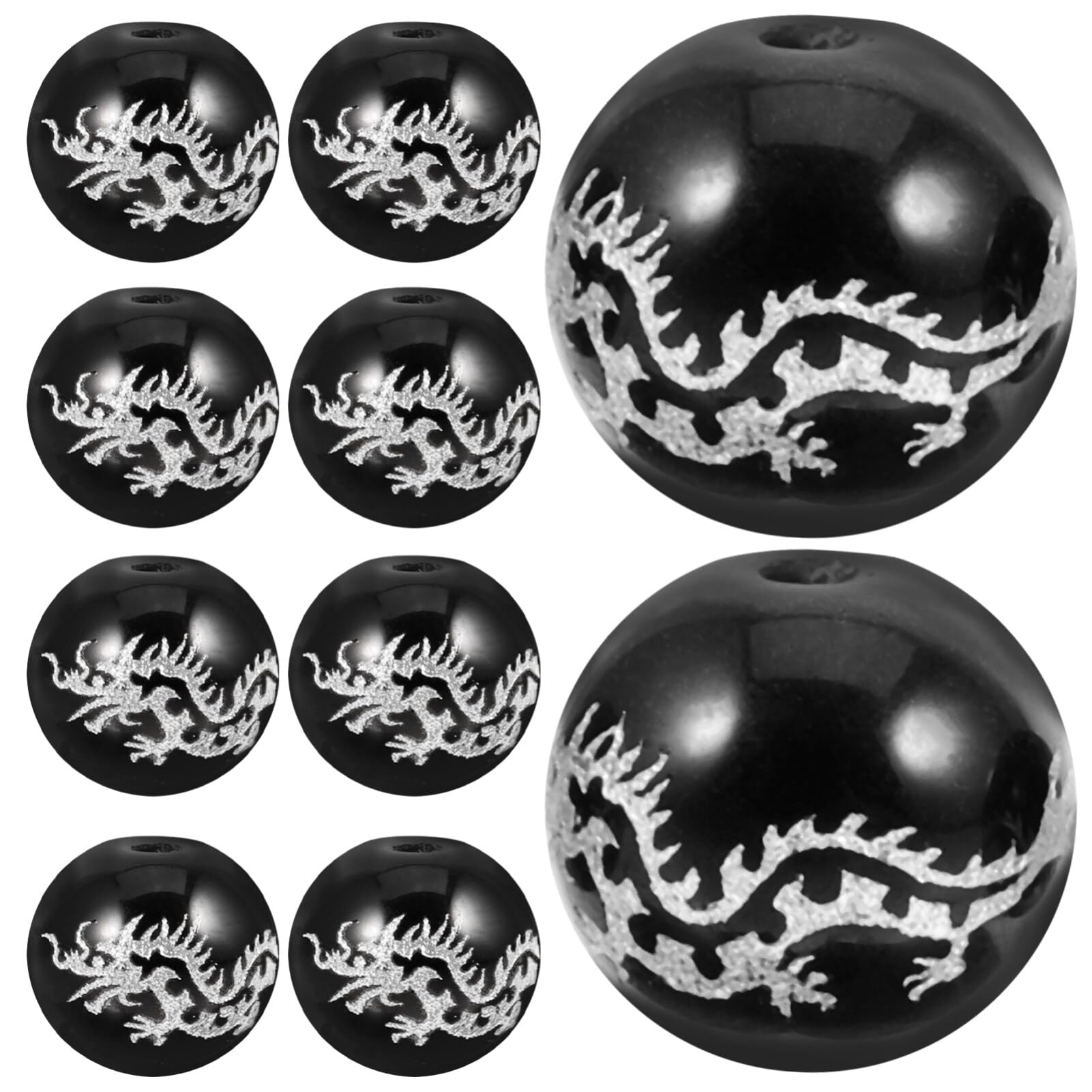 Agate Feng Shui véritable : perles dragon chinois pour bijoux de lithothérapie