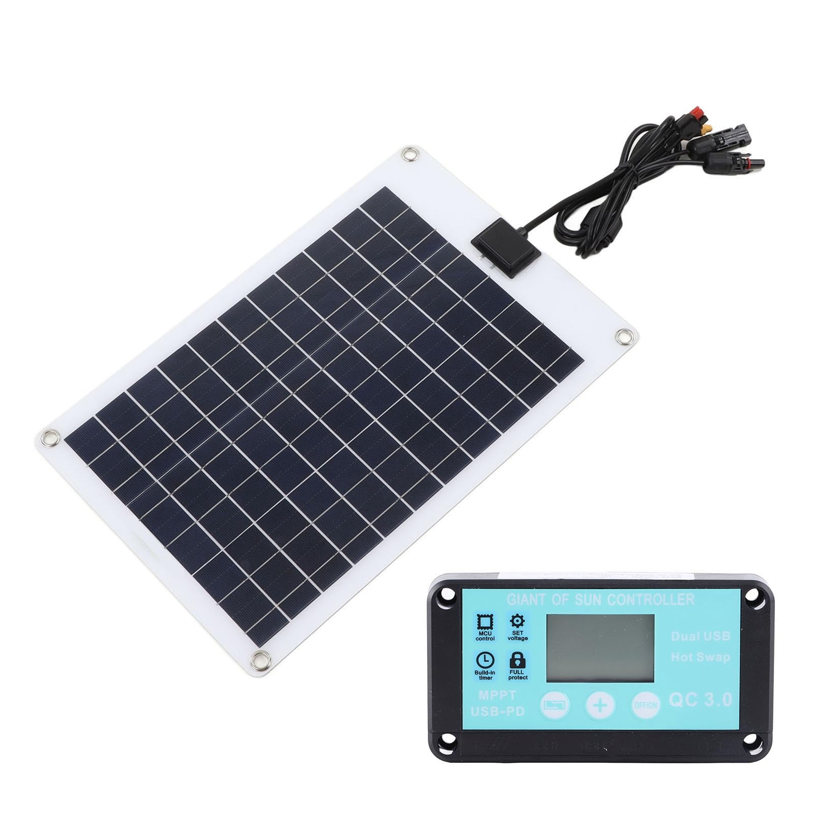Pannelli solari a batteria da 50 pannelli con controller MPPT 100A, struttura per batteria da 12 V e apparecchiature di ricarica, peso ABS l per auto, barche, ATV