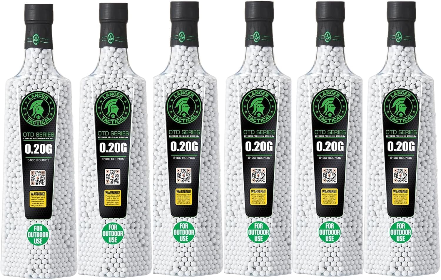 Lancer Tactical Airsoft BBS for Outdoor Field 0.20g-0.30g Outdoor BBS Bulk 6 Bottles-5100Rd Each -Outdoor Field Compliant
