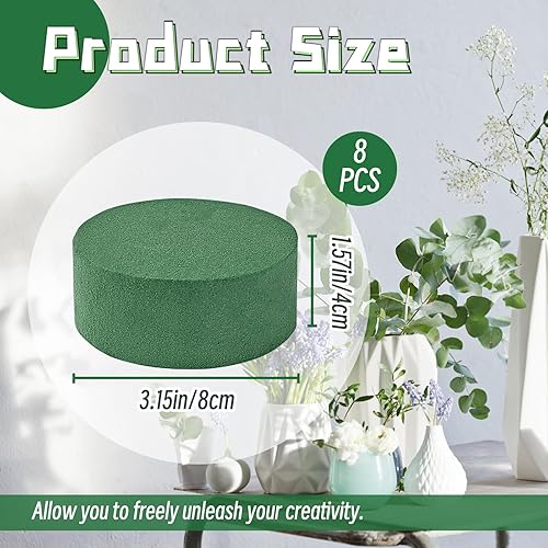 Miniatura 2 de 8 piezas de espuma floral redonda, espuma verde para flores húmedas y secas, bloque de espuma para plantas de floristería para bodas, flores