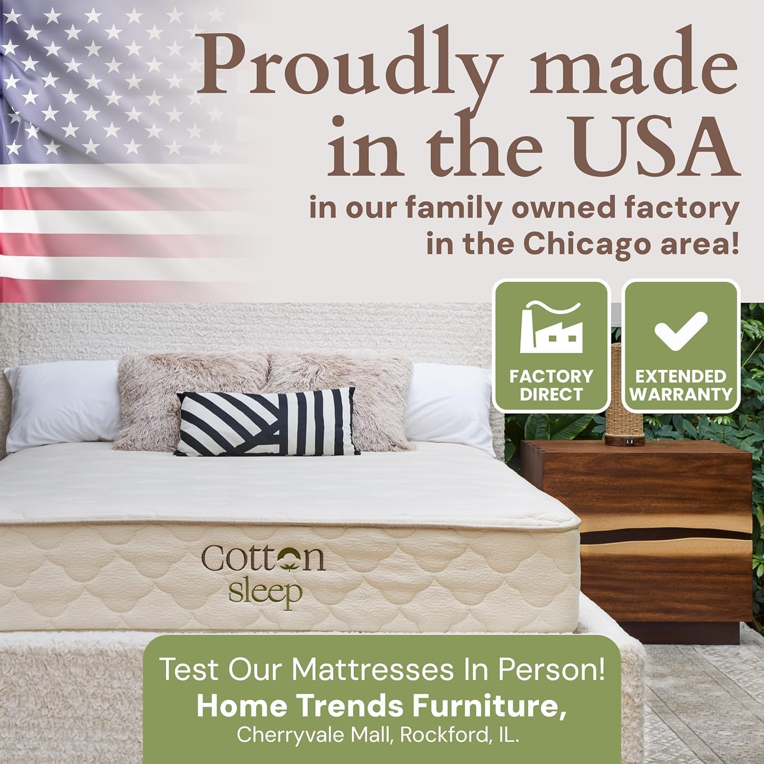 All Natural Mattress (100% Organic Cotton, & Wool, Made in The USA) Non Toxic, Fiberglass Free Hybrid Pocket Coil and Plush Foam Bed in A Box Medium Soft - King, 13"