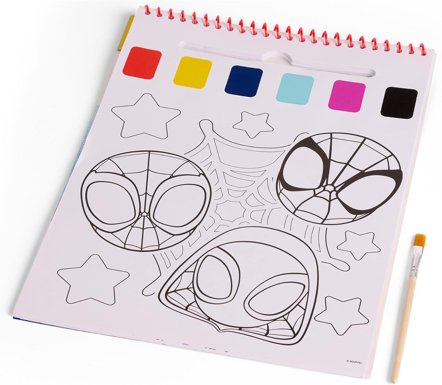 Disney Junior Spidey and Friends - Water Colouring Book with Brush - 24 Paint with Water Pages - Creative Fun for Kids Age 3+ (SP24355)