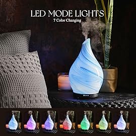 Porseme 280ml Essential Oil Diffuser Glass Color Changing Aroma Air Diffusers Aromatherapy Ultrasonic Cool Mist Humidifier 7 Running Hours Waterless Auto-Off for Sleeping, Yoga, Office, Spa (Blue Ink)