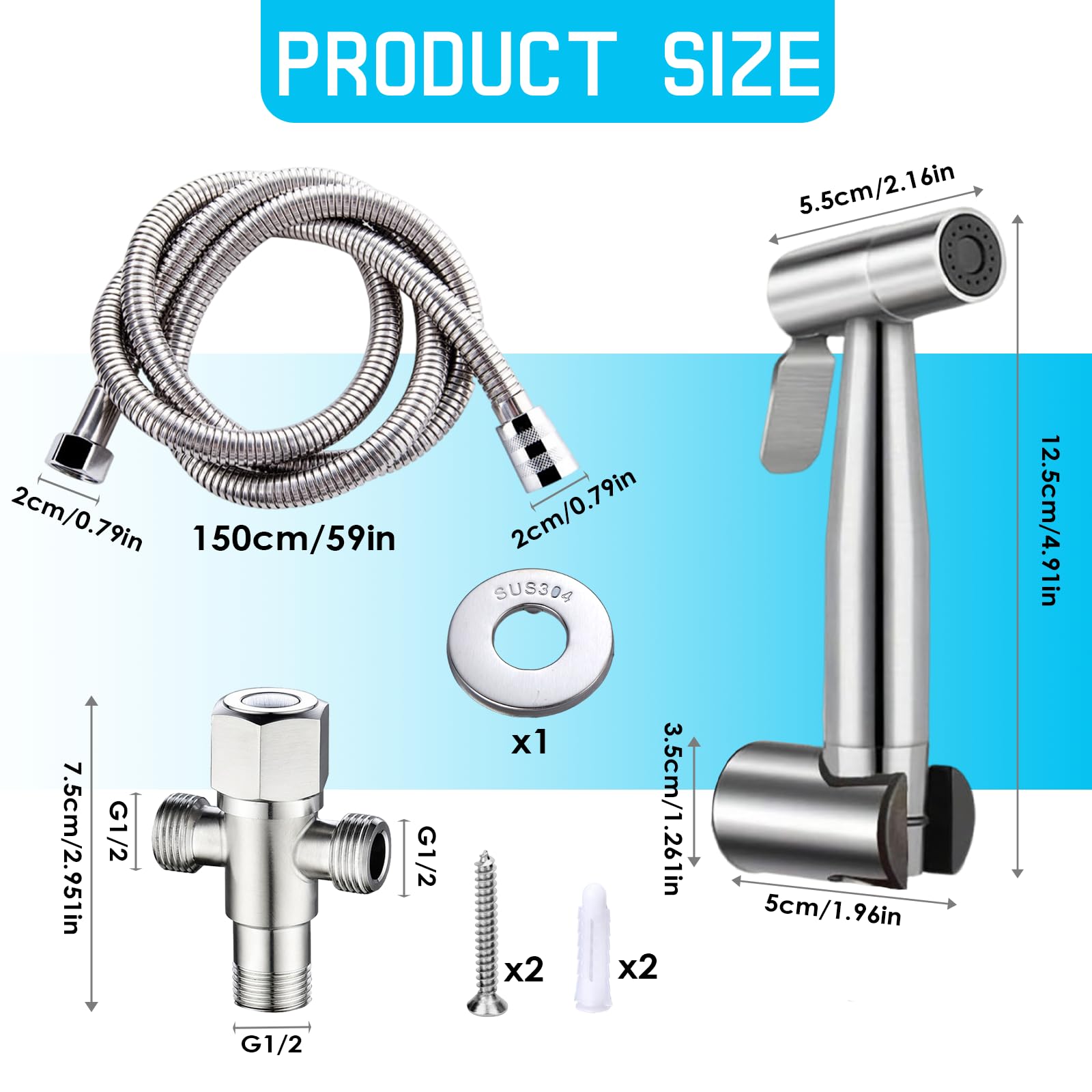 Doccino Per Bidet Doccino Bidet In Acciaio Inox - Kit Con Tubo Telescopico, Pressione Regolabile Doccetta Per Bidet Inox