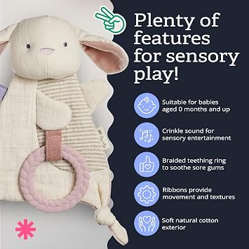 Itzy Ritzy Bitzy Crinkle Sensory Toy with Teething Toy, 0+ Months (Bunny)