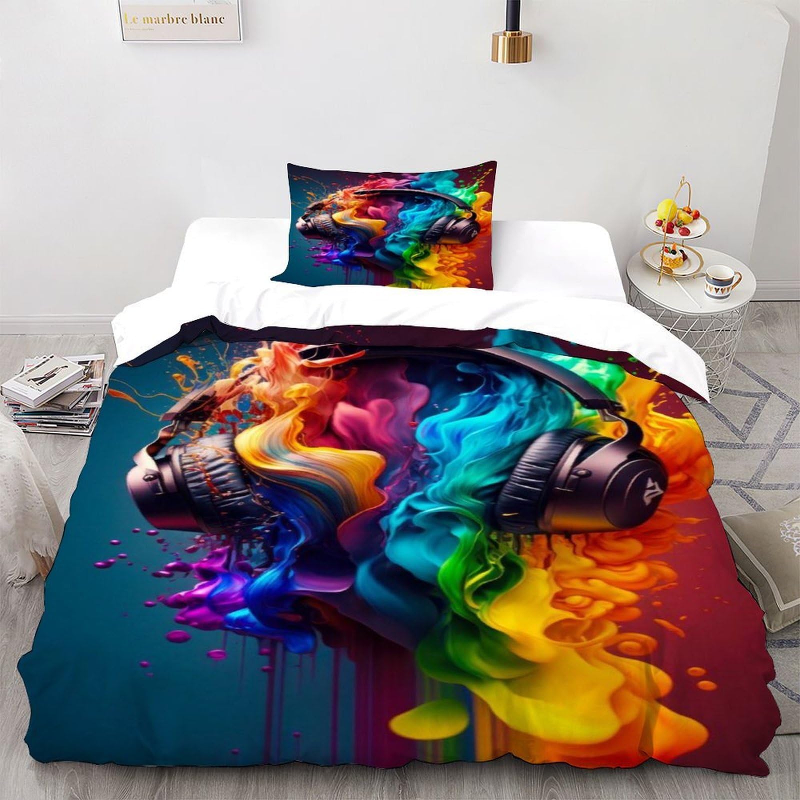 Housse de couette écouteurs microfibre pour transformer la chambre ado en studio de musique
