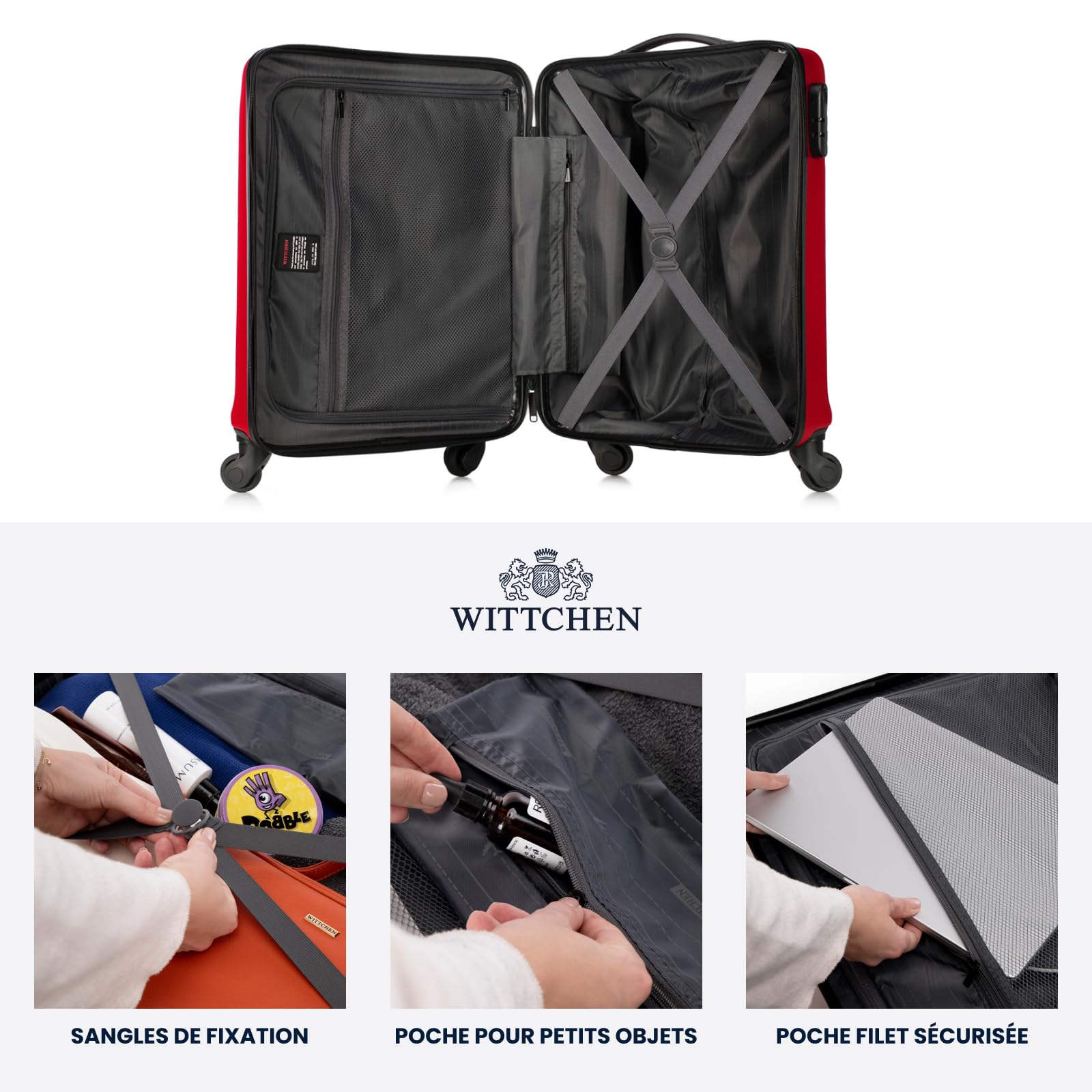 WITTCHEN Valise de Voyage Bagage à Main Valise Cabine Valise Rigide en ABS avec 4 roulettes pivotantes Serrure à Combinaison Poignée télescopique Globe Line