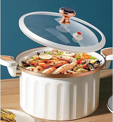 Miniatura 5 de Olla a presión de esmalte antiadherente (8L) Olla multifuncional con tapa, sello de silicona, válvula a prueba de derrames, olla de presión (A)