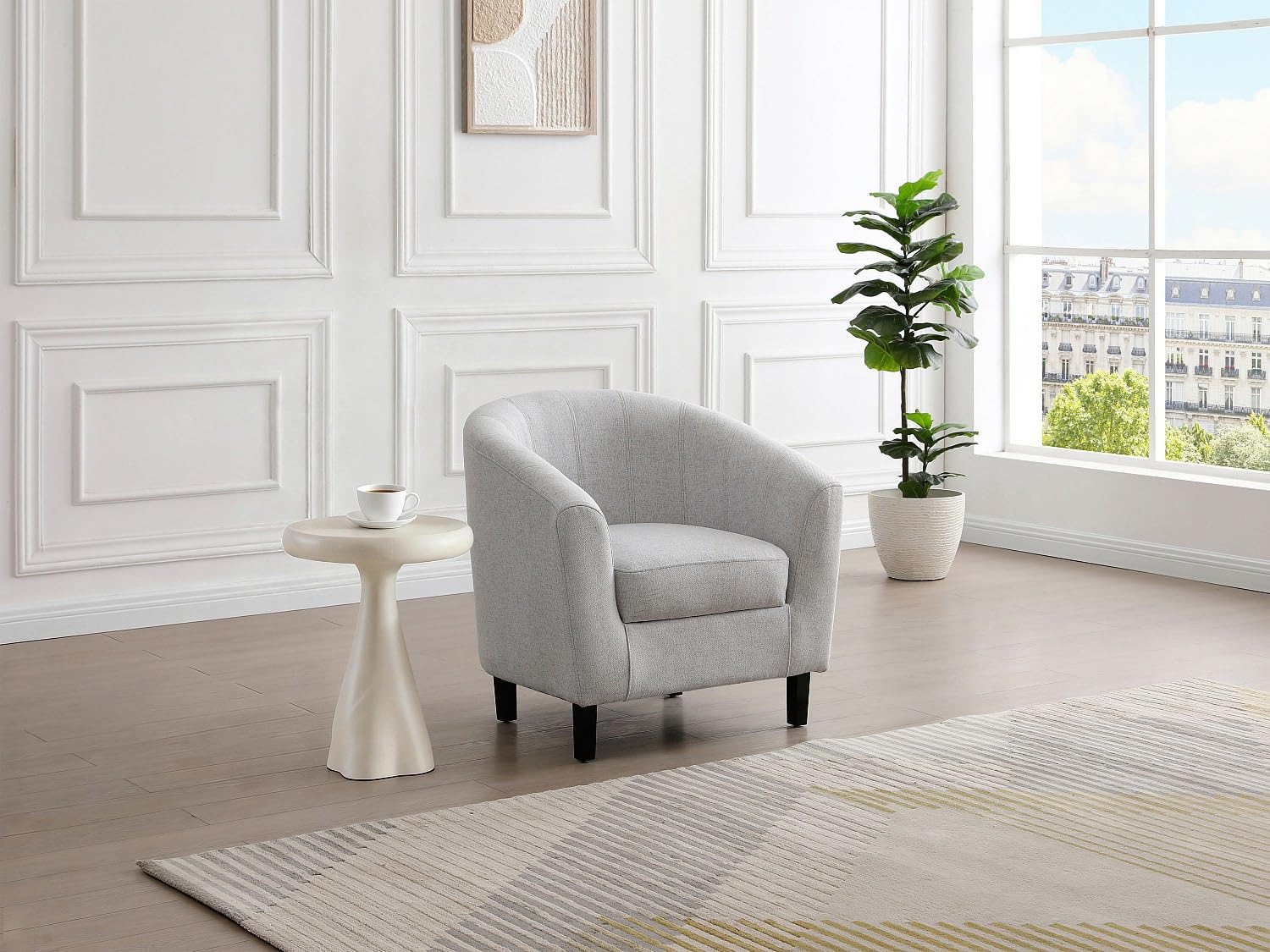 Vente-unique - Sessel mit gerader Rückenlehne 1 Cristobal - Polyester - hellgrau