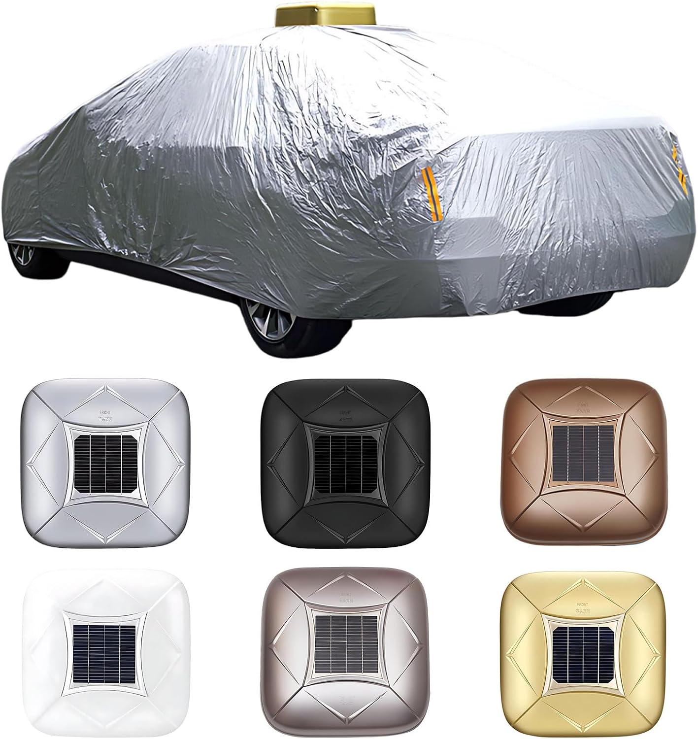 Remote Solar Car Cover, 10s Fast Open/Auto Retract, Double-Layer Silver Coating Thermal Insulation, Sand & Scratch Protection, Waterproof Sunproof for Full Exterior Coverage Black-3XL+