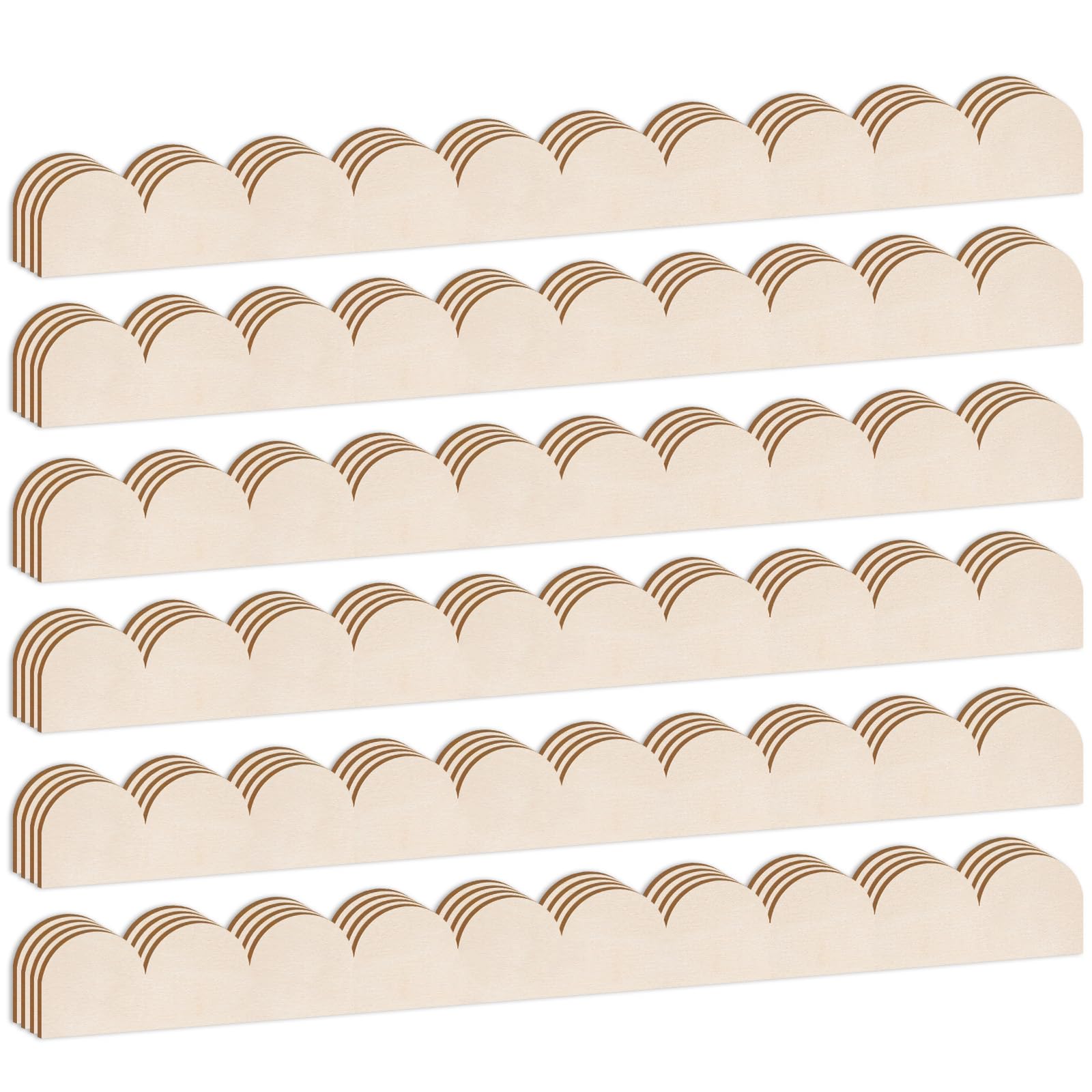 JSIWOTH Scalloped Wooden Moulding Trim - 24-Pack Wood Wave Trim Edge Decorative for Cabinets, Window, Door, Mirrors & DIY Nursery Decor (40cm x 4cm, Unfinished Basswood)