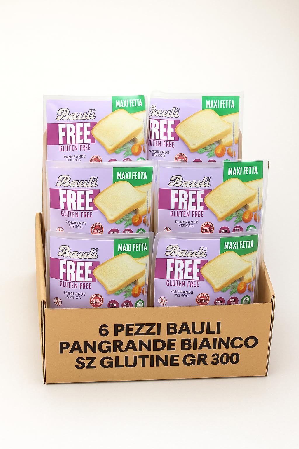 Pane Bianco Senza Glutine 6x300g Maxi Fetta Morbida e Soffice – Fonte di Fibre, Senza Conservanti e Alcol – Pane Ideale per Celiaci, Colazioni, Toast e Panini Dolci o Salati