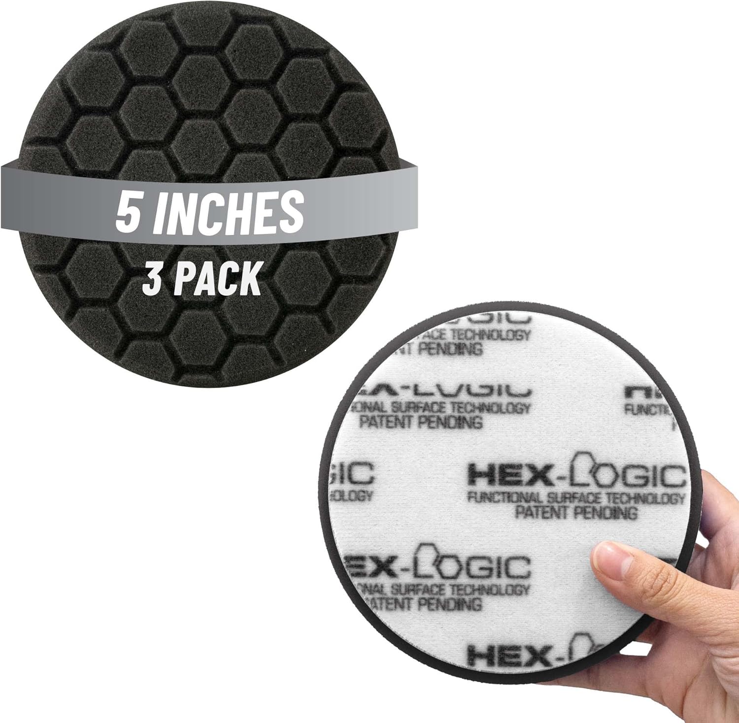 Chemical Guys Hex-Logic Finishing Pad Black (5.5 Inch) (3 Pack) – Foam Pads for Wax, Glaze & Sealant Application with Ultra Soft Touch