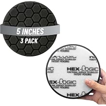 Chemical Guys, Hex-Logic Finishing Foam Pad, Black, 5.5 in for 5 in, 3 Pack | Soft black finishing foam pads apply glazes, sealants and finishing polishes for a swirl-free finish, three pack