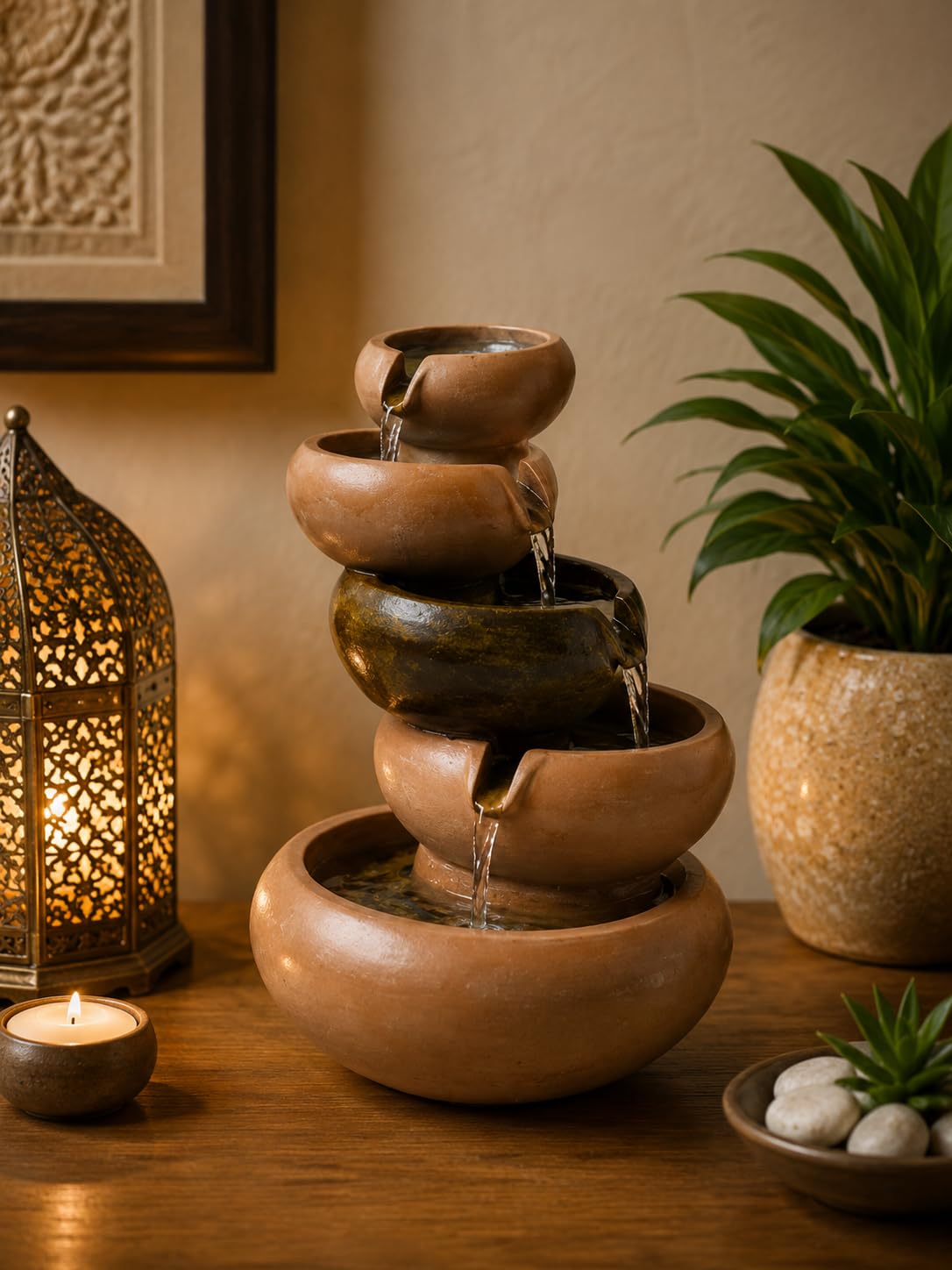 Stacked Pot Water Fountain for Home, Garden and Office | Cascading Waterfall, Indoor & Outdoor, Vastu Friendly, Multi-Tier Design, Home Decor-image-19