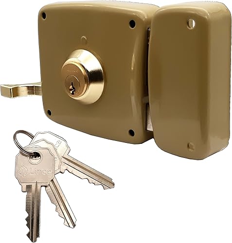 Miniatura 4 de Lince Lock 5125AHE10D I Cerradura ancha tradicional con llave de tornillo I Acabado dorado I Tubo de parachoques de cilindro giratorio