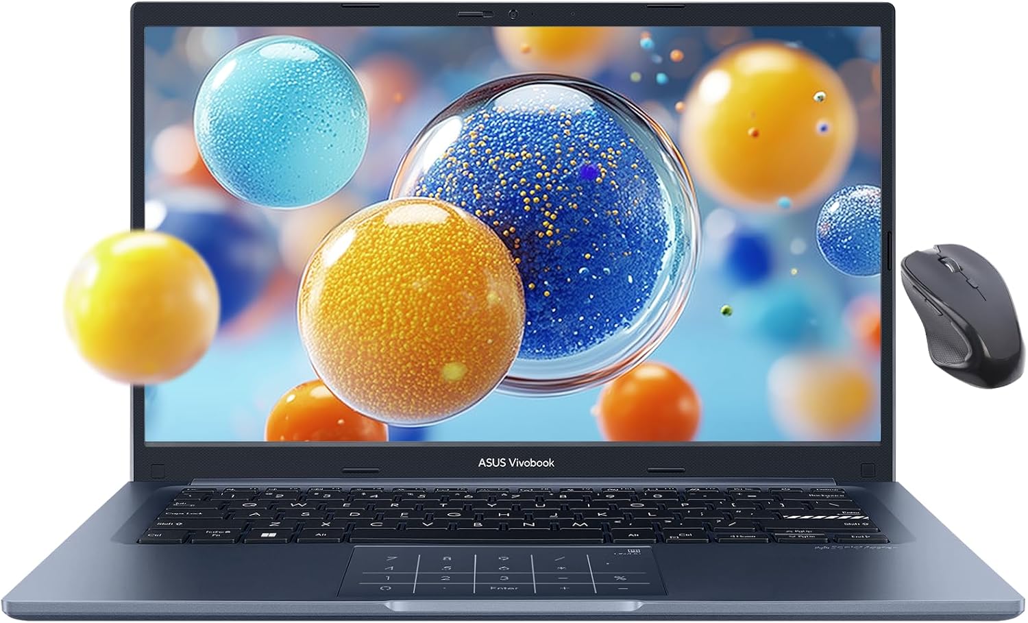 Asus VivoBook 14 laptop, display FHD da 14 ", processore Intel Core i3 di 13 gen, 16 GB di RAM, SSD da 512 GB, computer portatile per studenti, numero di telefono, fotocamera per la privacy, mouse wireless, sistema operativo Linux Ubuntu