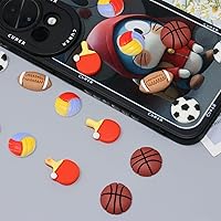 Vista 4 de yueton 30 dijes de resina con parte trasera plana, adornos de bolas deportivas para pinzas para el cabello, marcos de fotos, fundas de teléfono