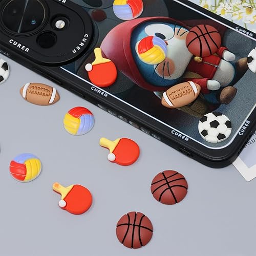 Miniatura 4 de yueton 30 dijes de resina con parte trasera plana, adornos de bolas deportivas para pinzas para el cabello, marcos de fotos, fundas de teléfono,