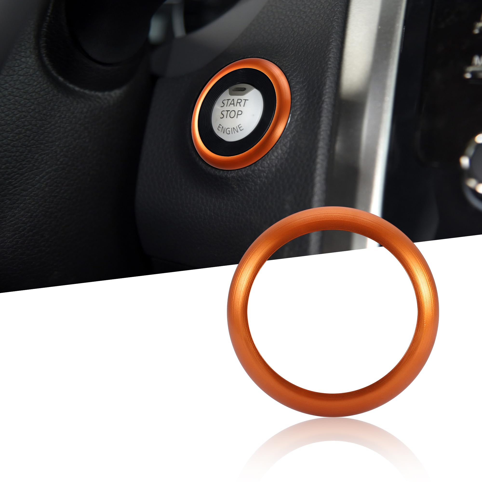 TOMALL Engine Start Stop Ring Trim Compatible with Nissan Altima 2013 2014 2015 2016 2017 2018 Car Interior Key Ignition Push Start Button Cover Aluminum Cap Decoration Accessories (Orange)-image-14