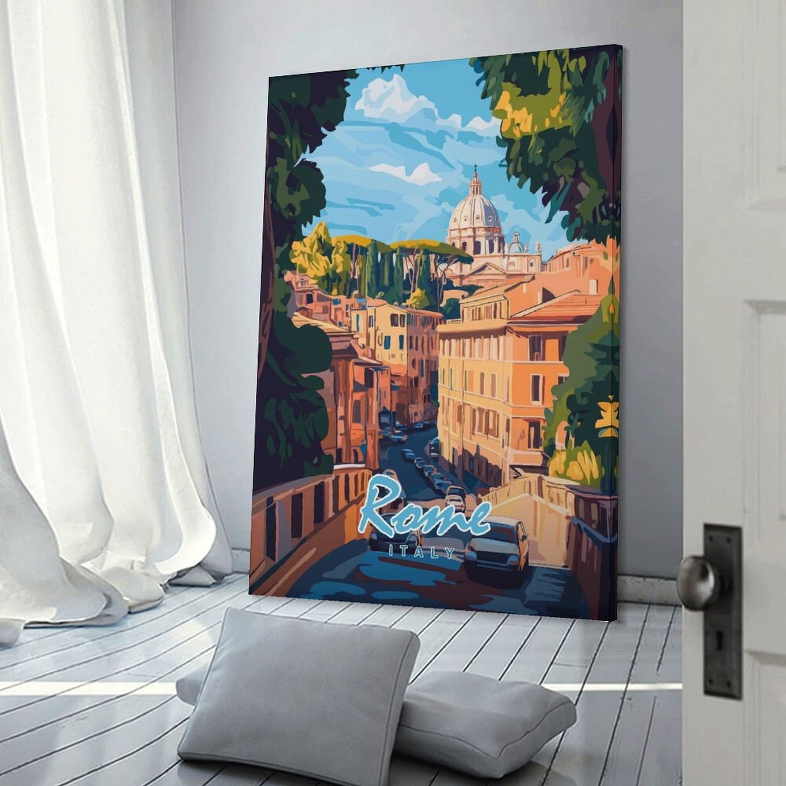 Junmoney Room Decor Wall Art Rome Cityscape, 20x30inch(50x75cm), for Living Room, Lounge Or Sitting Room, Canvas Styling for A Polished Room Look