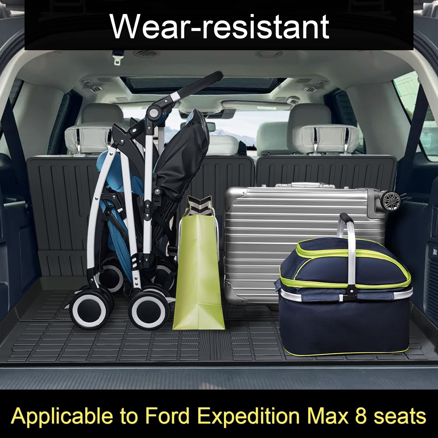 Car Floor Mats Fits for 2025 Ford Expedition MAX 8 Seats TPE Full Set All Weather Protection Anti-Slip with Cargo Trunk Mat 2nd Row & 3rd Row Backrest Automotive Expedition Accessories - Image 4