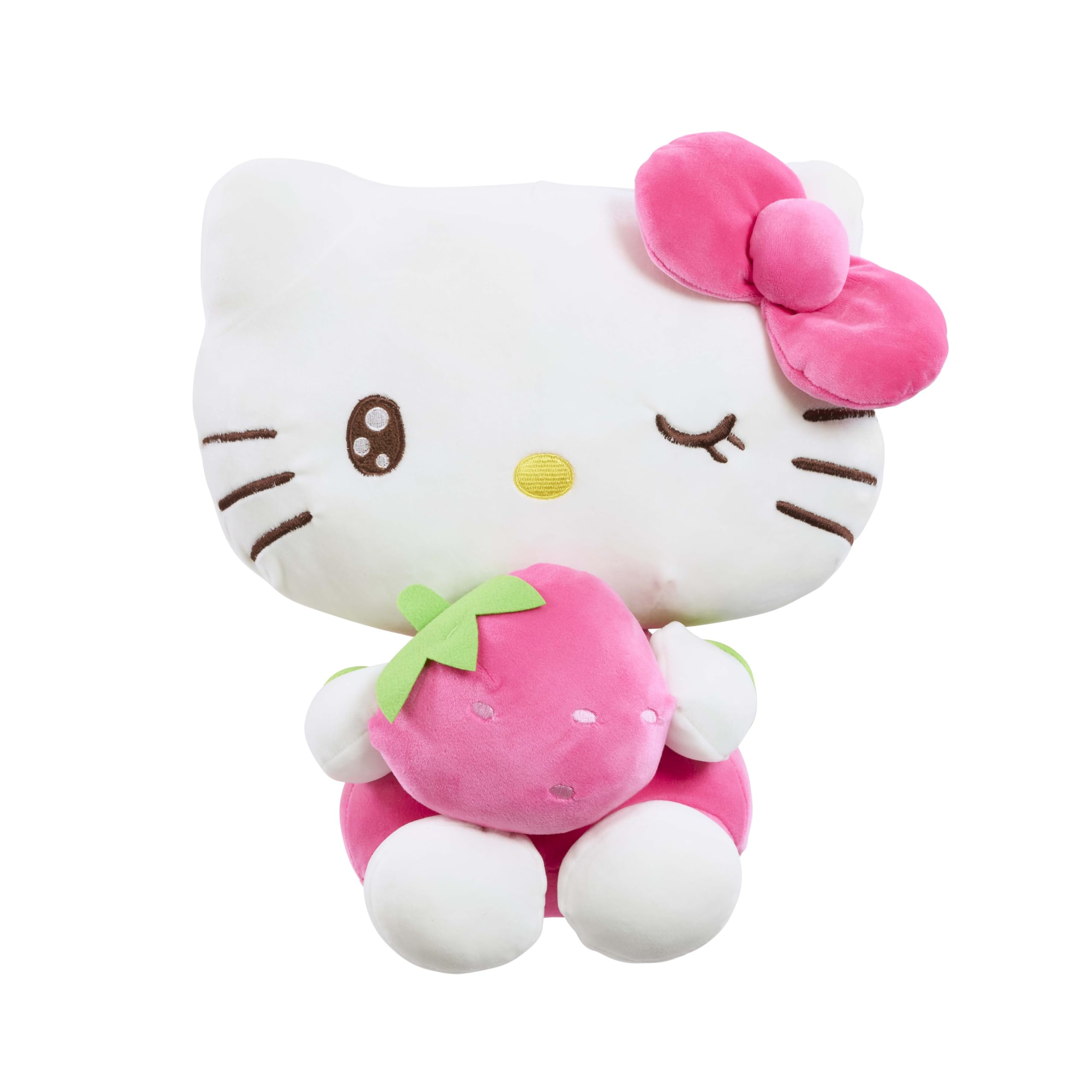 Hello Kitty Macedonia Plush, 16cm Strawberry Soft Toy, Cute in Strawberry-Themed Outfit, Official Licensed Plush for Fans and Collectors, Suitable for Ages 4+
