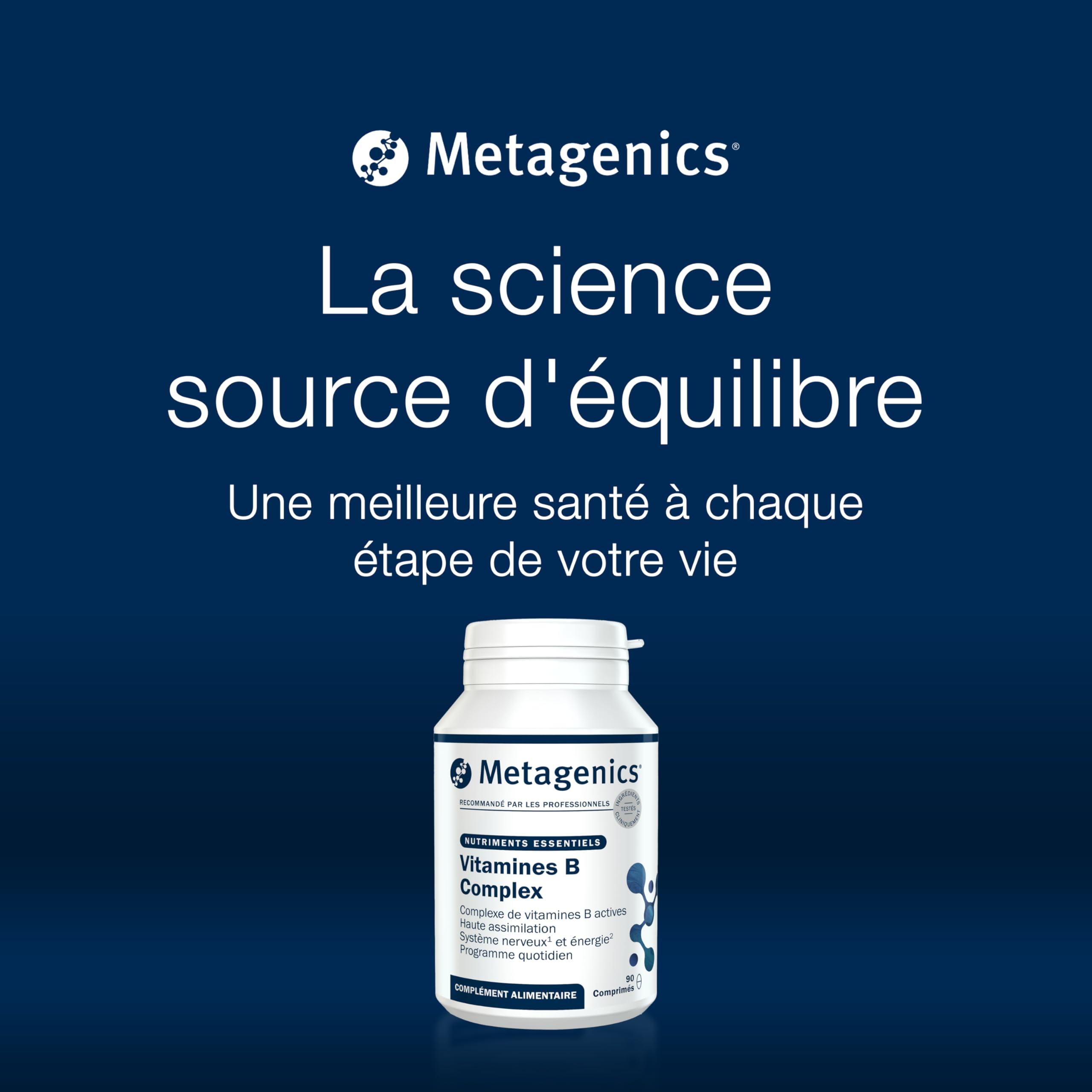 Metagenics Complexe Vitamines B Haute Puissance - B12 Méthylée & Folate Actif, Énergie, Système Nerveux & Fonctions Psychologiques, 90 Comprimés Végan