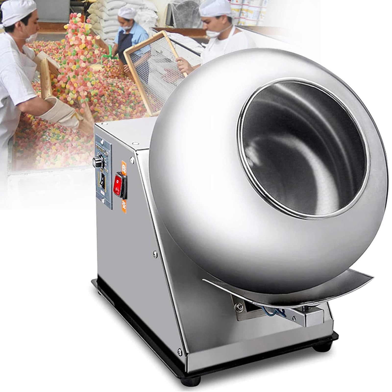 MYUYEE Electric Coating Machine - Automatic Chocolate Panning And Sugar Coating For Commercial Use, Ideal For Candy, Peanuts, And Nuts