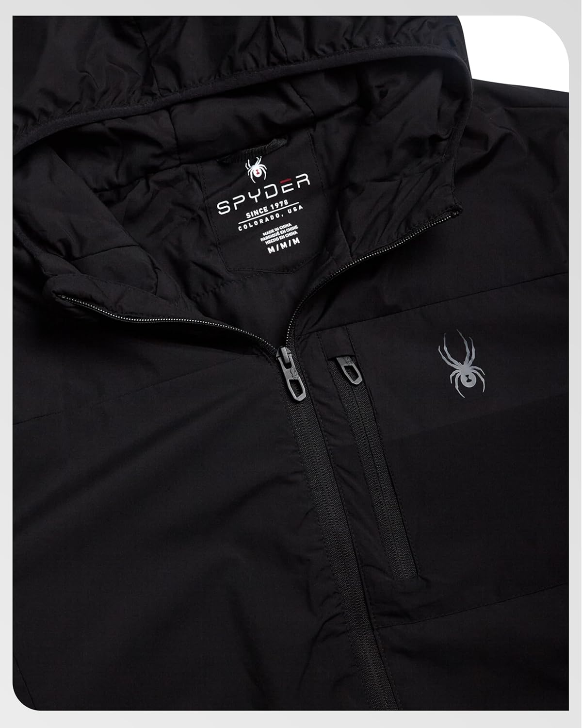 Spyder Mens Windbreaker Jacket - Lightweight Insulated Water-Resistant Active Zip Up Hooded Windbreaker Jackets for Men