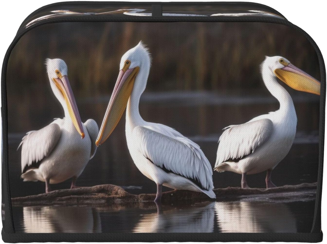 Three Pelicans Toaster Cover 4 slice Kitchen Small Appliance Covers with Pockets Toaster Dust Cover with Top Handle Oven Cover Washable Universal Bread Maker Cover for Kitchen