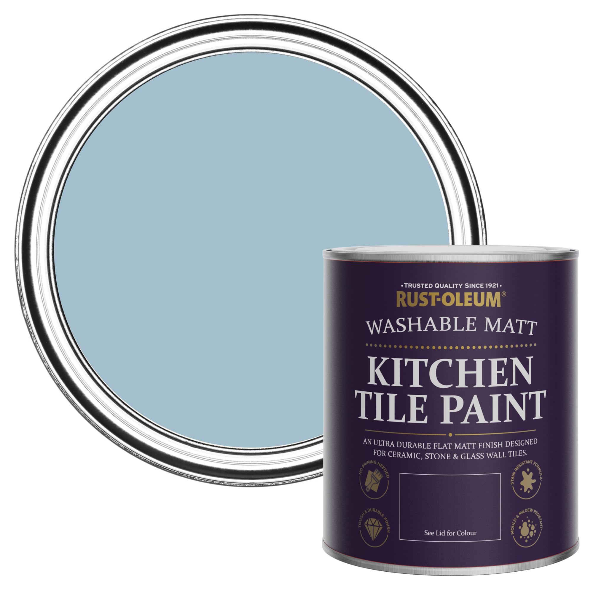 Rust-Oleum Nan's Best China Blue Water-Resistant Kitchen Tile Paint In Matt Finish - 750Ml