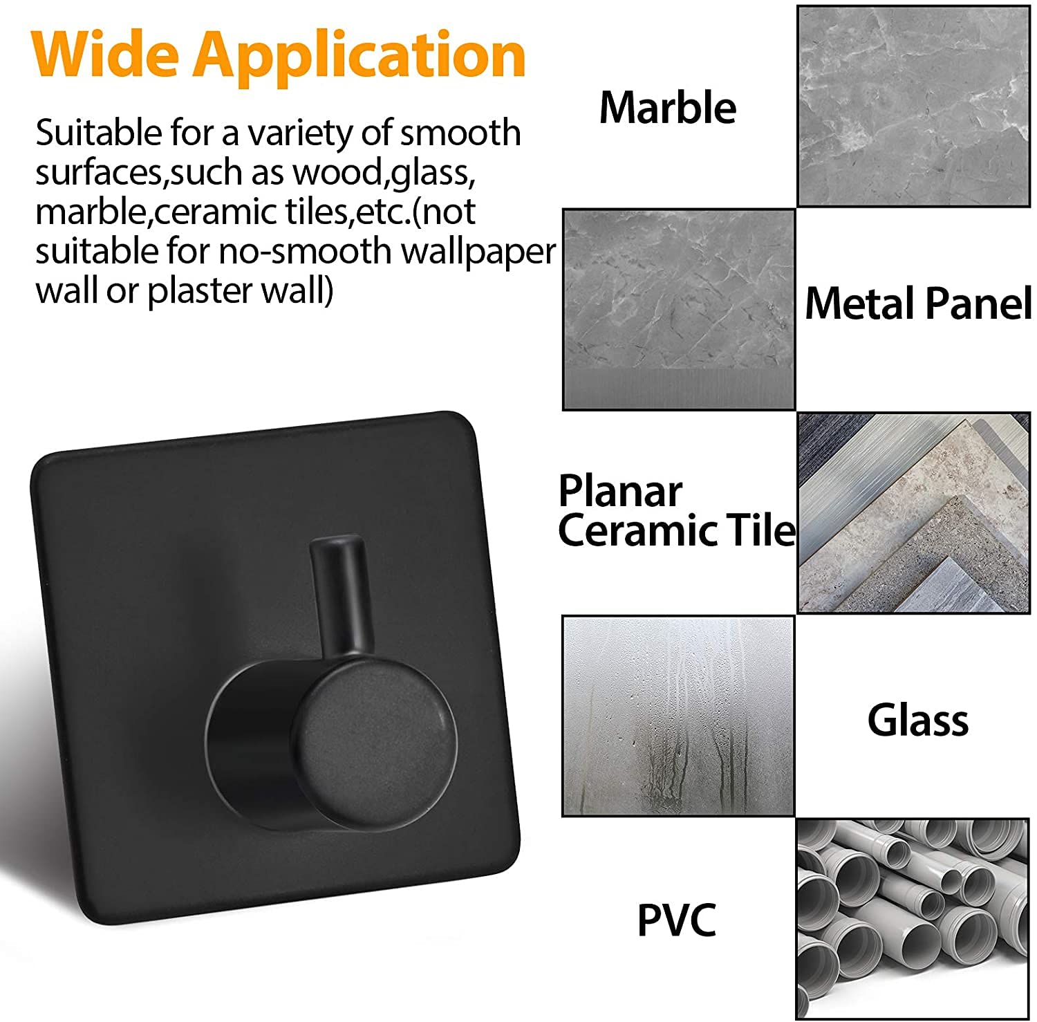 6 Pièces Crochet Adhésif 3M,Crochet Adhésif Mural De Salle De Bains Accroche Torchon Cuisineaccroche Tableau Sans Percer Crochet Autocollant Adhesif Acier Inoxnoir 79340422