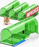 Motel Mouse Humane Mouse Traps No Kill Live Catch and Release 4 Pack - Reusable, Easy to Use & Clean, No Touch Release, Sensitive Includes Cleaning Brush, Instruction Manual & Video - Mousetrap Indoor