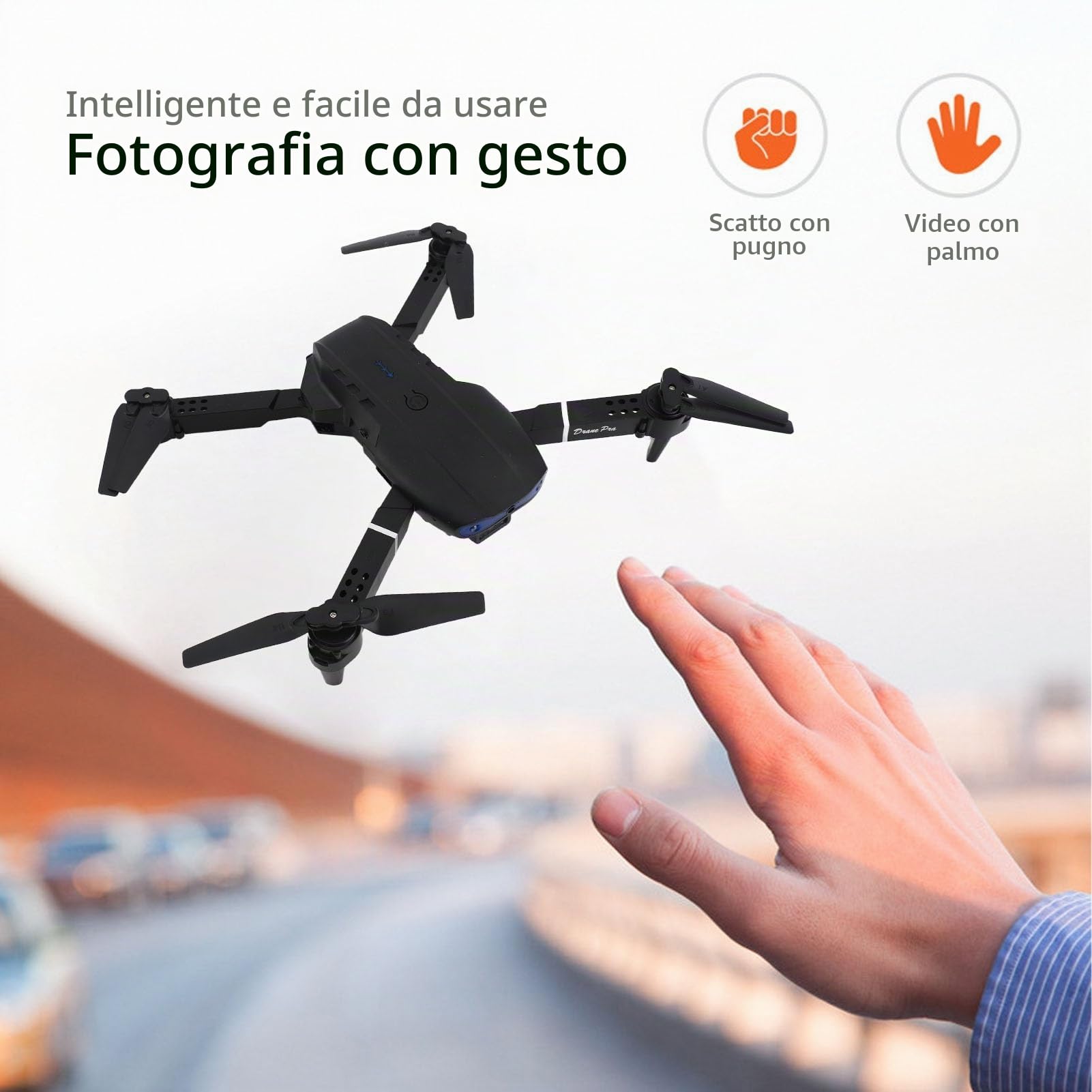 Drone Quadricottero WiFi con Doppia Fotocamera HD 4K su 3 Lati per Evitare Ostacoli con Zoom 50X per Fotografia Aerea e Telecomando per Voli Divertenti Multipli
