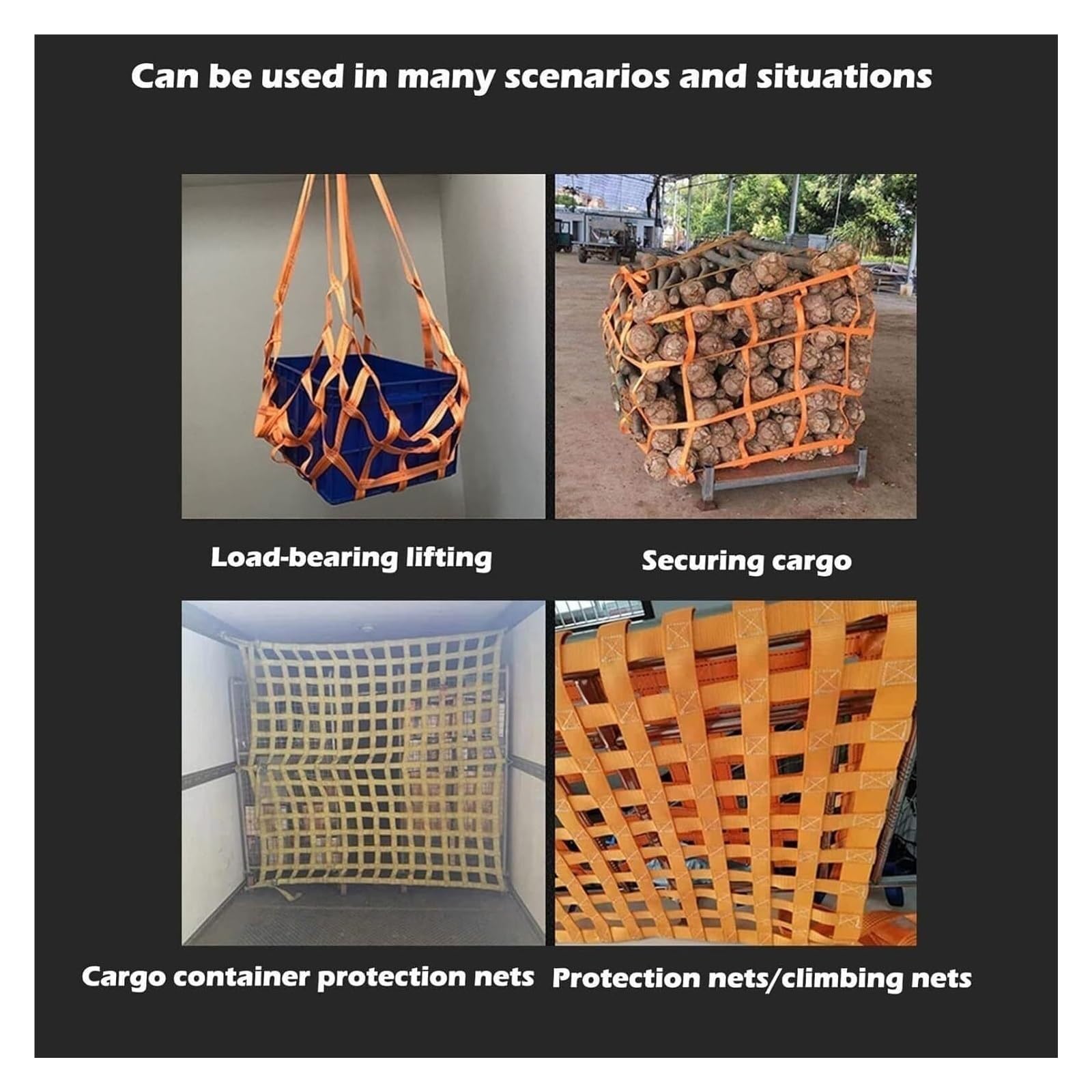 Rete di Sollevamento per carichi Pesanti 2x2 m - capacità di carico 2 tonnellate, Maglia Resistente, Soluzione di Sollevamento sicura per carichi Pesanti, imbracature, Borse Appendiabiti e t
