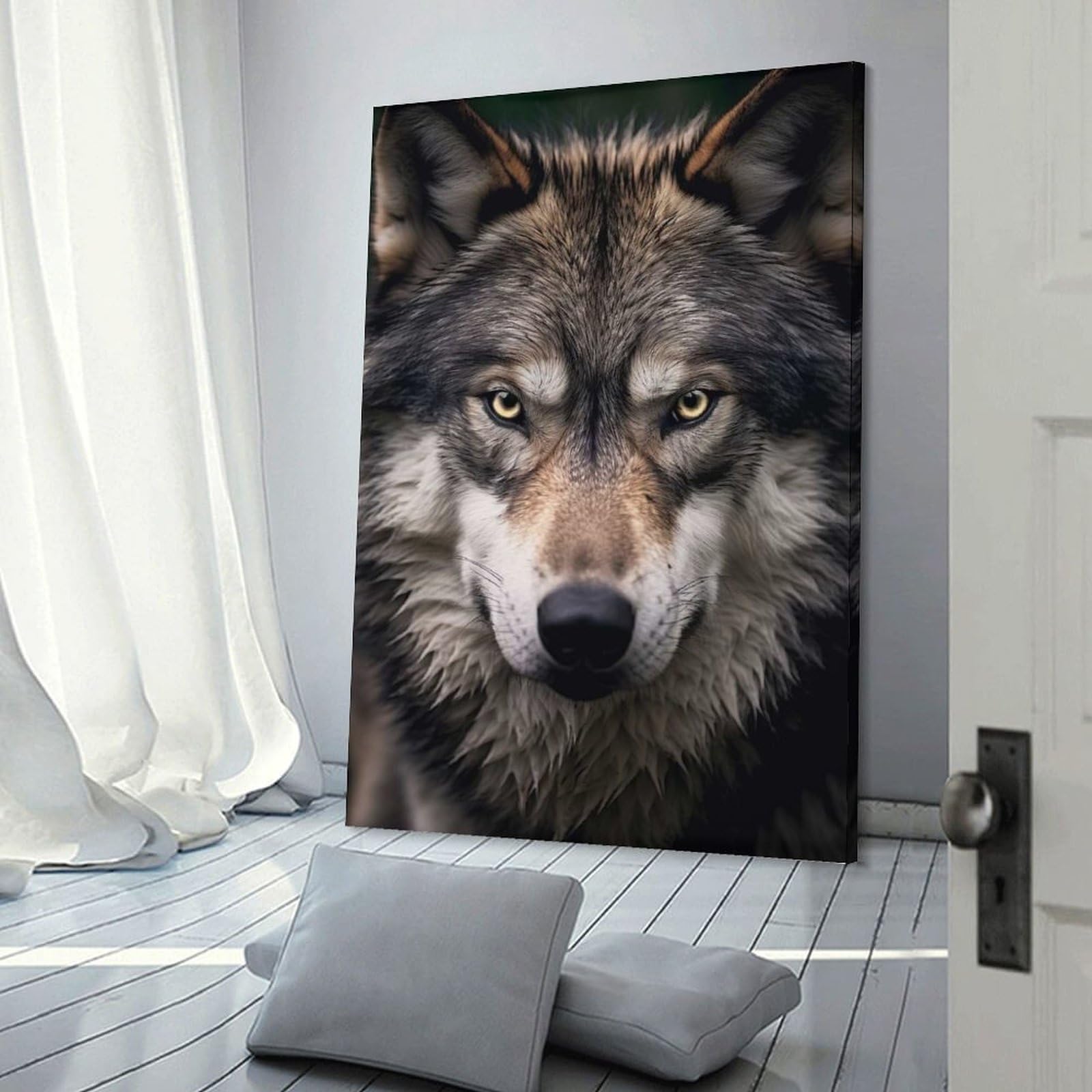 Junmoney Wolf Wildlife Portrait Room Decor Wall Art 12x18inch(30x45cm), for Wall Displays, Bedrooms Or Room Updates, Ideal for Building A Coordinated Art Wall