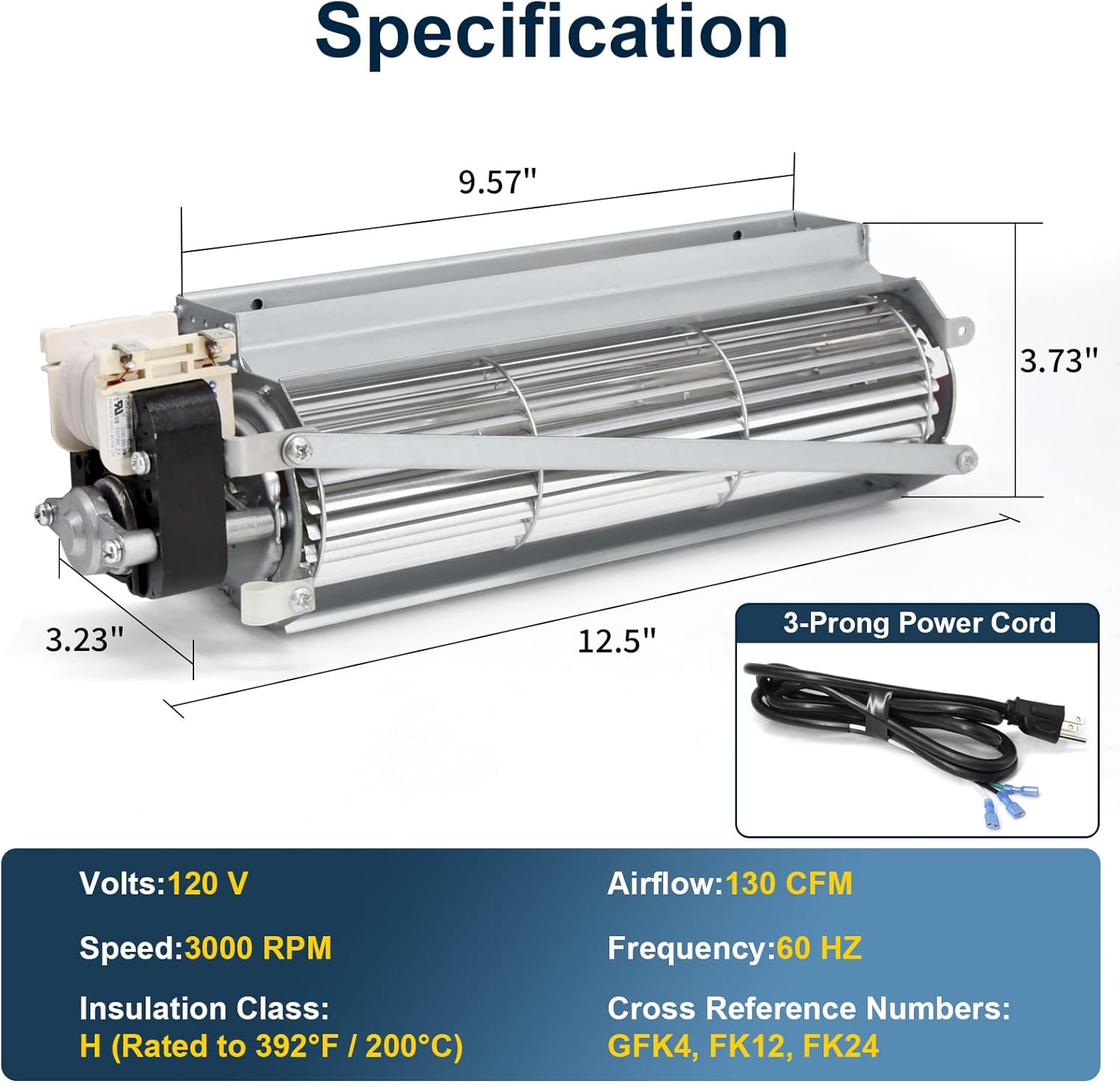 FK12 Fireplace Blower Fan Kit for 36BDVRRN 36BDVR DV360 36LDVRRN Replacement Majestic, Vermont Castings, Temco, Monessen Fireplaces R7-RB12, HB-RB12 Blowers Fan