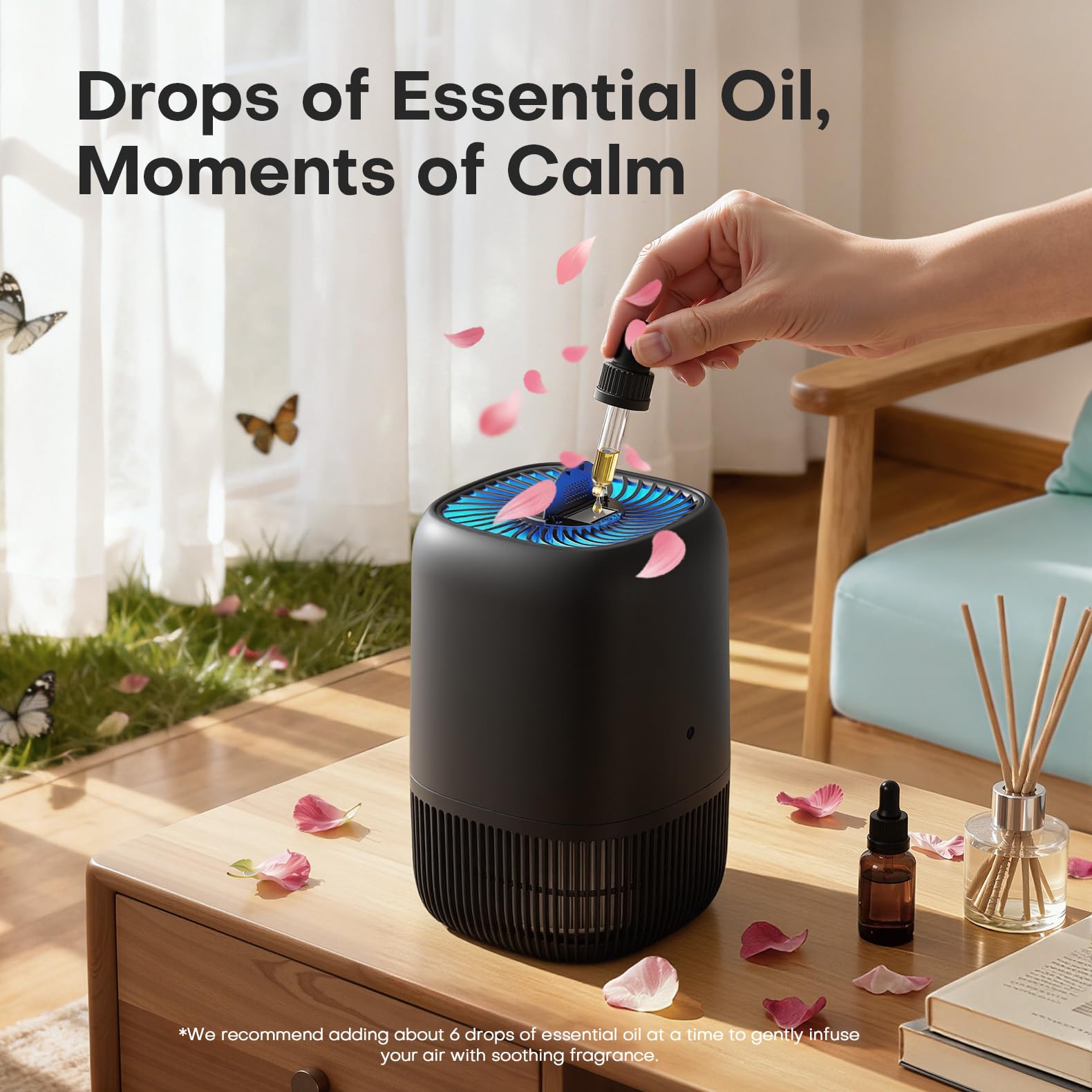 VOOPNU Air Purifiers for Bedroom, High Efficiency Filter, 1076 Ft², Black view 8